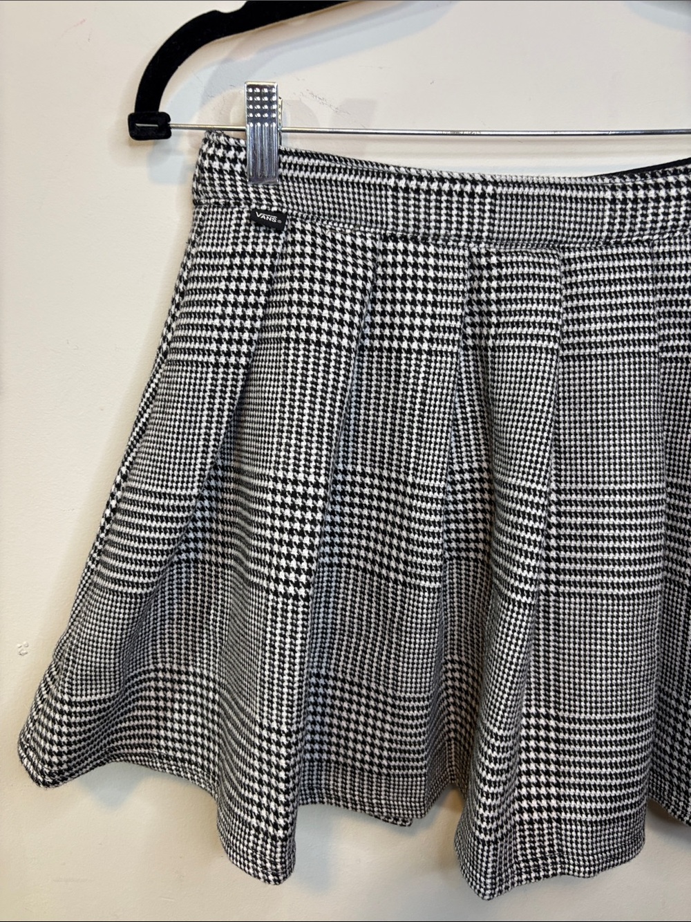 Van’s Nina Plaid Pleated Houndstooth Checkerboard Skater Mini Skirt Size 24